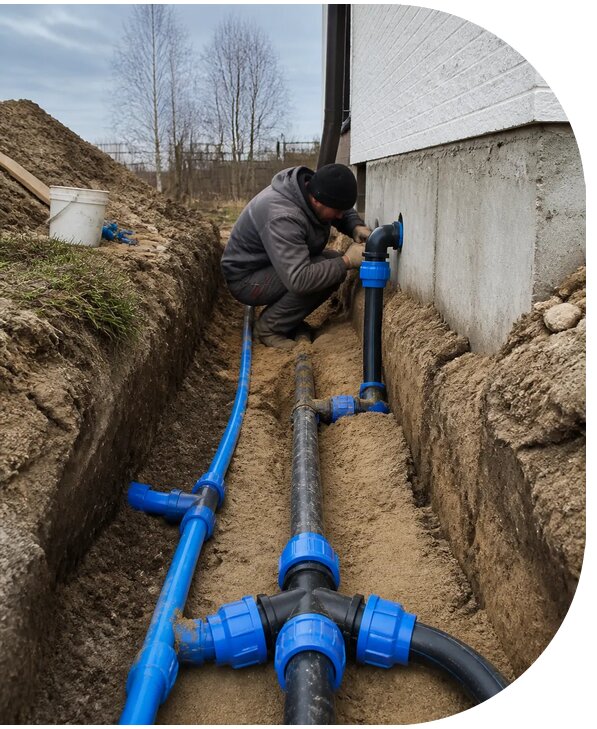 Монтаж наружного водопровода на участке под ключ в Боровичах